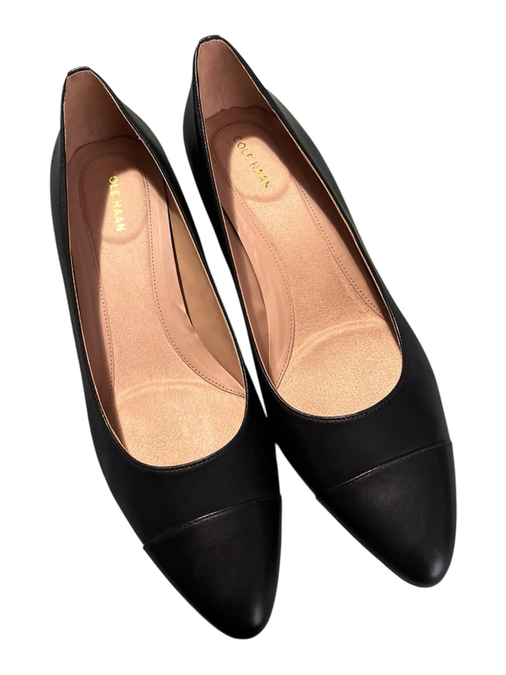 Cole Haan Black Pointed Toe Leather Flats